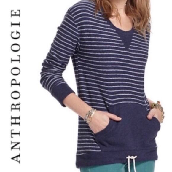 Saturday Sunday | Blue V-Neck Striped Terry Cloth Sweater - Picture 1 of 8